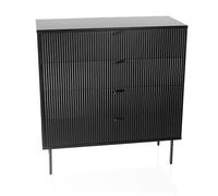 hjh LIVING Cómoda con 4 cajones KARBY K 90x40x95 cm, cajonera de Estilo Industrial, Mucho Espacio de Almacenamiento, Negro