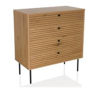 hjh LIVING Cómoda con 4 cajones Roble LINNO K 80x40x85 cm Cómoda de Estilo Industrial, Mucho Espacio de Almacenamiento