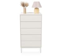 hjh LIVING Cómoda con 5 cajones, Apertura a presión BJORDAL 55x40x100 cm Cajonera para despacho, Dormitorio o salón, sin Tiradores, Blanca