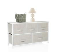 hjh LIVING Cómoda con 5 cajones de Tela FOLDAR 100x30x55 cm Cajonera organizadora, deslizantes de Altura Regulable, Estructura de Metal, Gris