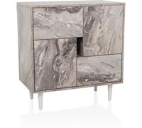hjh LIVING Cómoda con cajones y Puertas LYKKJA Mueble de almacenaje para salón Dormitorio Pasillo, 72x39,5x77 cm, Blanco/mármol
