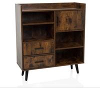 hjh LIVING Cómoda con aspecto de madera Marrón/Negro