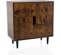 hjh LIVING Cómoda con cajones y Puertas LYKKJA Mueble de almacenaje para salón Dormitorio Pasillo, 72x39,5x77 cm, Roble Ahumado