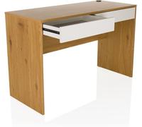 hjh LIVING Escritorio con 2 cajones 120x50 cm Escritorio BERGA con pasacables, Escritorio para Ordenador Mesa Consola, Roble/Blanco