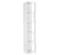 hjh LIVING Estantería esquinera, Vertical con 5 Compartimentos KALAG S Estantería esquinera, Ahorra Espacio, Incl. fijación Mural, 31,5 x 31,5 x 160 cm, Blanco