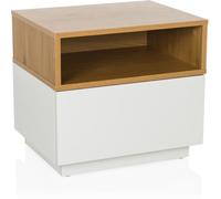 hjh LIVING Mesa auxiliar tablero mdf, revestimiento de melamina blanco/roble