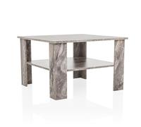 hjh LIVING Mesa de Centro con Aspecto de mármol 70x70 cm BISMO Mesa de salón con Estante Adicional, Mesa Auxiliar Moderna, Cuadrada, Gris