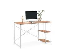 hjh LIVING Mesa de trabajo Easy Up2 de 120 x 48 cm, combinación 2 en 1, gran superficie de trabajo, superficie robusta y fácil de limpiar, color blanco/roble