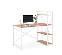 hjh LIVING Mesa de trabajo Easy Up3 de 120 x 60 cm, 2 en 1, gran superficie de trabajo, resistente y fácil de limpiar, versátil, color blanco y roble