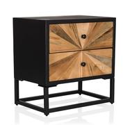 hjh LIVING Mesita de Noche con cajones SANTJAGO Black Sun S Mesita Auxiliar de Madera Maciza de Abeto, mesita de Noche para Dormitorio salón