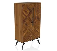 hjh LIVING Mueble Alto de Madera con Aspecto de Espiga SANTJAGO Wood High Mueble con Puertas Dobles para salón Dormitorio, Mueble de almacenaje 63 x 32 x 117 cm