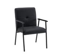 hjh LIVING Silla de comedor acolchada, respaldo plegable, color negro | Sillón de relax de piel sintética, compacto, soporta hasta 120 kg
