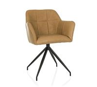 hjh Living Silla de Comedor con reposabrazos, Asiento Acolchado ELVERUM SPU - Silla tapizada en Piel sintética, Patas de Acero, coñac