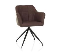 hjh LIVING Silla de comedor con reposabrazos, asiento acolchado ELVERUM SPU Silla tapizada en piel sintética de alta calidad, patas de acero, color marrón oscuro