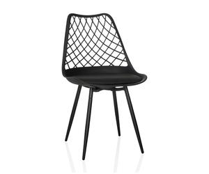 hjh LIVING Silla de Concha con cojín, Carcasa de plástico BEGIO S Resistente a la Intemperie, Patas de Hierro, Silla de Interior y Exterior para jardín, Patio o Comedor, Negra