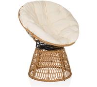 hjh LIVING Silla de exterior Tejido, ratán PE, hierro Beige