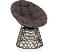 hjh LIVING Silla de exterior tejido, ratán pe, hierro gris