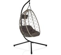 hjh LIVING Silla de exterior tejido, ratán pe, hierro negro/gris