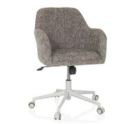 hjh LIVING Silla de Oficina tapizada SOLAO Home Silla de Escritorio Silla giratoria Regulable en Altura, función balancín, Tela Gris