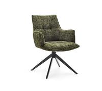 hjh LIVING Silla giratoria para comedor Tavaro, giratoria 180°, acolchado cómodo, estructura de acero resistente, altura ajustable, color verde