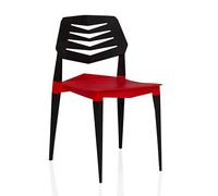 hjh LIVING Silla moderna Flecharo para interiores y exteriores, respaldo ergonómico con ventilación, deslizadores de plástico integrados, rojo/negro