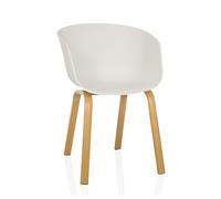 hjh LIVING Silla Oslo W diseño escandinavo, asiento ergonómico de plástico, patas de acero en imitación de madera, silla para salón, comedor y oficina