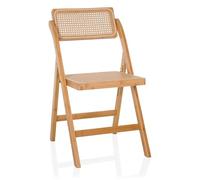 hjh LIVING Silla plegable de bambú con trenzado vienés Tudela Bamboo, silla plegable de madera, 130 kg, respaldo giratorio 360°