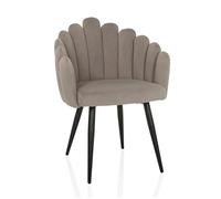 hjh LIVING Silla tapizada con respaldo en forma de concha de terciopelo SCALLORE Silla de comedor tapizada con patas de metal, color gris
