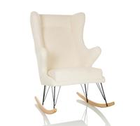 hjh LIVING Sillón Mecedora tapizado en Tela MAPOON Teddy, sillón reclinable con reposabrazos, sillón Columpio salón Dormitorio, Blanco
