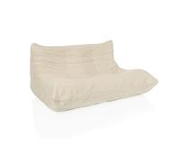 hjh LIVING SITZOLO 2 Puff Sofá de suelo de 2 plazas con respaldo Silla de suelo cómoda para dormitorio y sala de estar, tejido de pana beige