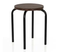 hjh LIVING Taburete con patas de metal y asiento de madera, apilable
