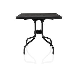 hjh LIVING Travano T1 - Mesa plegable para exteriores (79 x 79 cm, sistema plegable Easy-Fold, resistente a la intemperie, resistente a los rayos UV y robusta), color negro