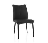 hjh LIVING VISETO - Silla de visita moderna con funda de piel sintética, respaldo ergonómico y estructura de metal estable, color negro