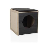 hjh LVING Casa para gatos para casa, 50 x 60 x 55,5 cm, 2 armarios para caja de arena para gatos, cueva para gatos y gatos, soporta hasta 30 kg, color negro/roble