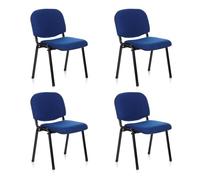 hjh OFFICE 4X Silla de confidente Silla de visitante XT 600 Tela Lote de 4 tapizadas Respaldo ergonómica Apilable Azul