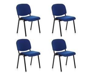 hjh OFFICE 4X Silla de confidente Silla de visitante XT 600 Tela Lote de 4 tapizadas Respaldo ergonómica Apilable Azul