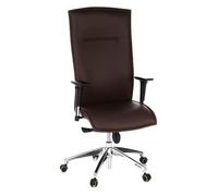 hjh OFFICE 600040 Silla ejecutiva Murano 20 Cuero marrón Oscuro Silla ergonomica Respaldo Alto inclinable con Brazos