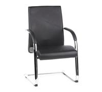 hjh OFFICE 600201 Silla Cantiléver Brazos Barolo V Cuero Negro, Silla confidente Oficina, Silla Conferencia, Respaldo ergonómico