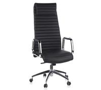 hjh OFFICE 600900 Silla de Oficina giratoria ASPERA 20 Cuero Negro, Sillón Alta Gama, Silla de Respaldo Alto