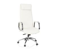 hjh OFFICE 600902 Silla de Oficina giratoria ASPERA 20 Cuero Crema, Sillón Alta Gama, Silla de Respaldo Alto