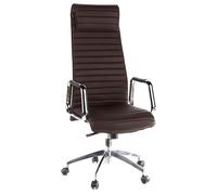 hjh OFFICE 600904 Silla de Oficina giratoria ASPERA 20 Cuero marrón, Sillón Alta Gama, Silla de Respaldo Alto
