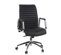 hjh OFFICE 600910 Silla de Oficina ASPERA 10 Cuero Negro, Silla giratoria, Silla de Respaldo bajo
