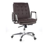 hjh OFFICE 600934 Silla de Oficina Villa 10 Cuero marrón, Silla giratoria Brazos, cómodamente Acolchado