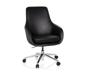hjh OFFICE 600980 Sillón de Oficina BARENO Cuero Negro, Silla giratoria de diseño, Ajuste Altura, cómodo