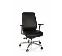 hjh OFFICE 600982 Silla de Oficina Profesional Vermont Cuero Negro, Silla giratoria Brazos, ergonómica, diseño Moderno