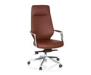 hjh OFFICE 600984 Sillón de Oficina Velvet Piel sintética Marrón, Silla Giratoria, Silla ejecutiva de diseño ergonómico, Altura Ajustable