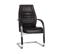 hjh OFFICE 600986 Silla de confidente VITORO V Piel sintética Negro, Silla Cantiléver Brazos, Respaldo ergonómico