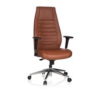 hjh OFFICE 600989 Silla de Escritorio VITORO Piel sintética Marrón, Silla Oficina, Respaldo Alto, ergonómico