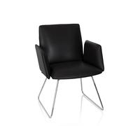 hjh OFFICE 600993 Silla de Visita DESIGNIA V Piel sintética Negro, Butaca De Salón, Silla Comedor Acolchada, Silla Conferencia