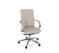 hjh OFFICE 601007 Silla de Oficina BESSONA Tela Beige, Silla giratoria ergonómica, cómodamente Acolchado